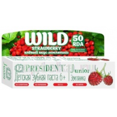 PRESIDENT KIDS STRAWBERRY 3-6 ЗУБНАЯ ПАСТА СО ВКУСОМ КЛУБНИКИ БЕЗ ФТОРА 50МЛ